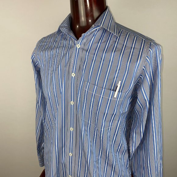 Bugatchi Uomo Mens M Striped Button Down Flip Cuff - Picture 4 of 12